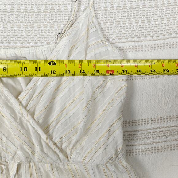 Loft White Gold & Silver Striped Summer Dress w/ Pockets Size 10P NEW - Picture 4 of 9